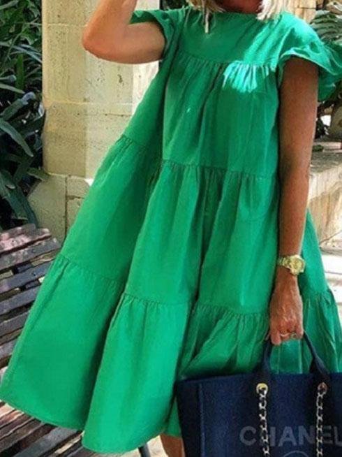 Loose Round Neck Short Sleeve Mini Dress - Mini Dresses - INS | Online Fashion Free Shipping Clothing, Dresses, Tops, Shoes - 03/06/2021 - Category_Mini Dresses - Color_Black