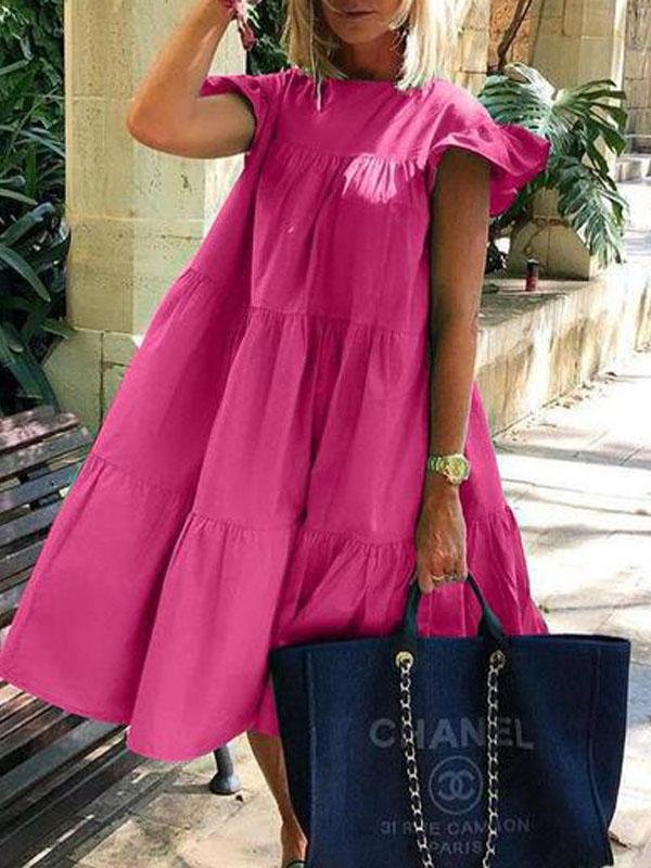 Loose Round Neck Short Sleeve Mini Dress - Mini Dresses - INS | Online Fashion Free Shipping Clothing, Dresses, Tops, Shoes - 03/06/2021 - Category_Mini Dresses - Color_Black