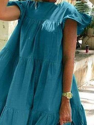 Loose Round Neck Short Sleeve Mini Dress - Mini Dresses - INS | Online Fashion Free Shipping Clothing, Dresses, Tops, Shoes - 03/06/2021 - Category_Mini Dresses - Color_Black