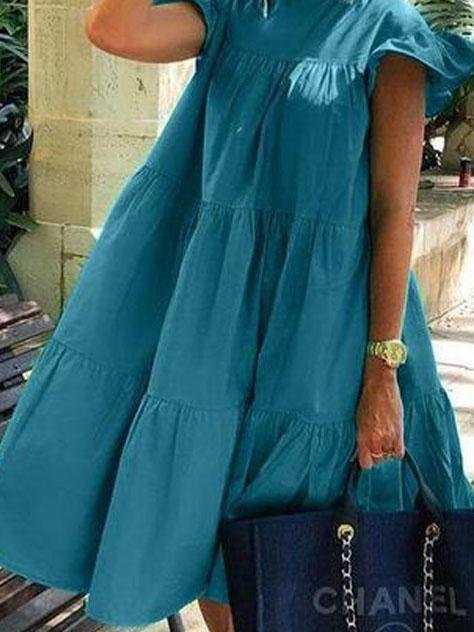 Loose Round Neck Short Sleeve Mini Dress - Mini Dresses - INS | Online Fashion Free Shipping Clothing, Dresses, Tops, Shoes - 03/06/2021 - Category_Mini Dresses - Color_Black