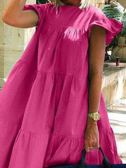Loose Round Neck Short Sleeve Mini Dress - Mini Dresses - INS | Online Fashion Free Shipping Clothing, Dresses, Tops, Shoes - 03/06/2021 - Category_Mini Dresses - Color_Black