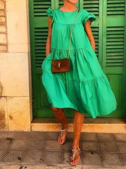 Loose Round Neck Short Sleeve Mini Dress - Mini Dresses - INS | Online Fashion Free Shipping Clothing, Dresses, Tops, Shoes - 03/06/2021 - 10-20 - Category_Mini Dresses