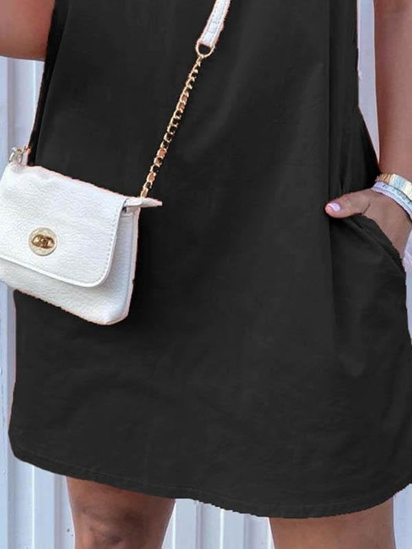 Loose Round Neck Sleeveless Dress - Mini Dresses - INS | Online Fashion Free Shipping Clothing, Dresses, Tops, Shoes - 11/06/2021 - Color_Black - Color_Orange