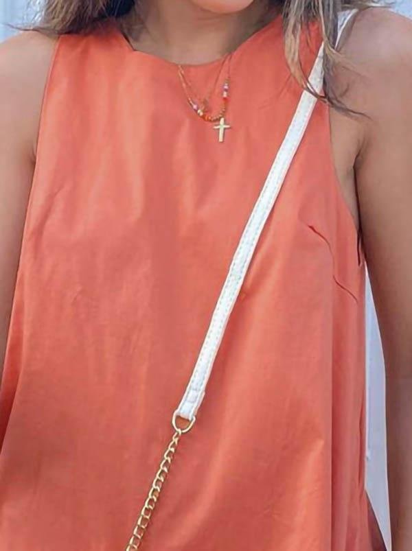 Loose Round Neck Sleeveless Dress - Mini Dresses - INS | Online Fashion Free Shipping Clothing, Dresses, Tops, Shoes - 11/06/2021 - Color_Black - Color_Orange