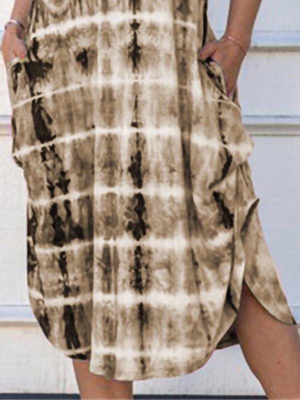 Loose Short Sleeve V-neck Print Mini Dresses - Midi Dresses - INS | Online Fashion Free Shipping Clothing, Dresses, Tops, Shoes - 07/06/2021 - Color_Blue - Color_Gray