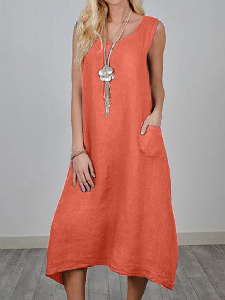 Loose Sleeveless Pocket Dress - Mini Dresses - INS | Online Fashion Free Shipping Clothing, Dresses, Tops, Shoes - 10-20 - 14/07/2021 - color-beige