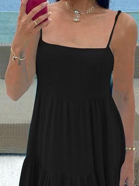 Loose Solid Suspender Dress - Maxi Dresses - INS | Online Fashion Free Shipping Clothing, Dresses, Tops, Shoes - 18/06/2021 - 30-40 - color-black