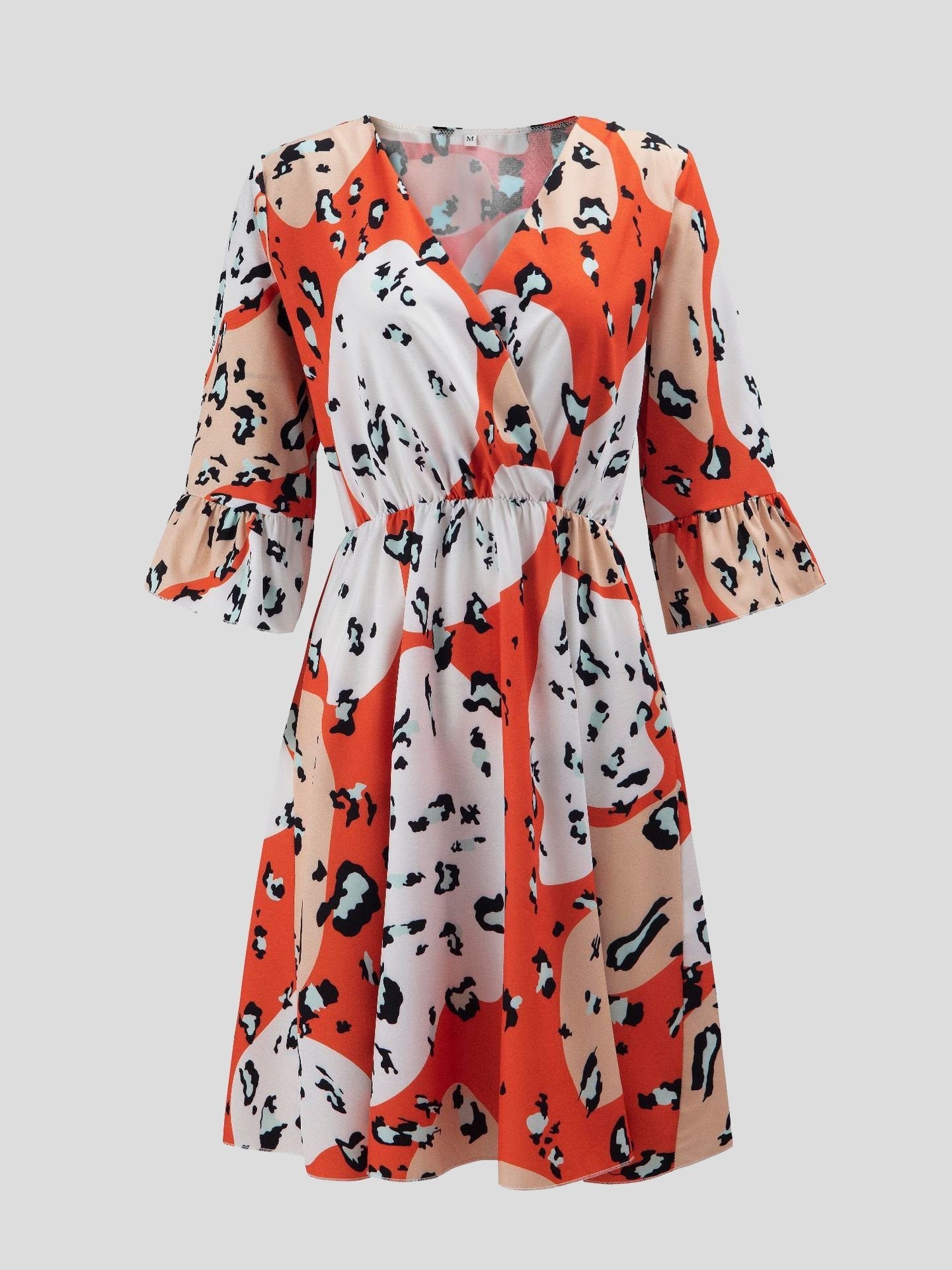 Loose Stitching Middle Sleeve Leopard Print Dress - Mini Dresses - INS | Online Fashion Free Shipping Clothing, Dresses, Tops, Shoes - 20-30 - 22/06/2021 - color-blue