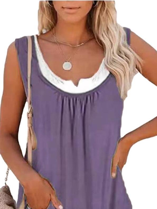 Loose Stitching Sleeveless Pleated Tank Tops - Tank Tops - INS | Online Fashion Free Shipping Clothing, Dresses, Tops, Shoes - 19/05/2021 - Color_Gray - Color_Purple