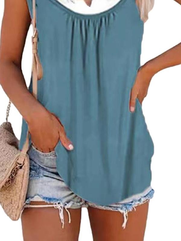Loose Stitching Sleeveless Pleated Tank Tops - Tank Tops - INS | Online Fashion Free Shipping Clothing, Dresses, Tops, Shoes - 19/05/2021 - Color_Gray - Color_Purple