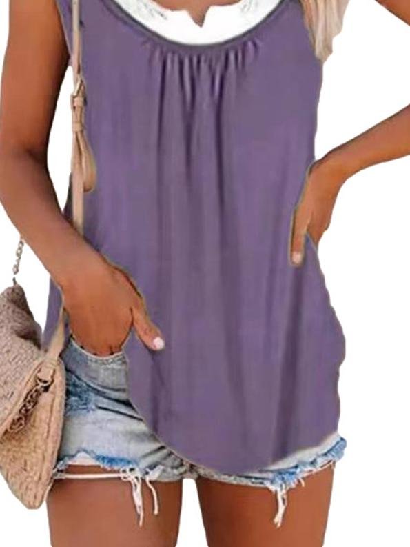 Loose Stitching Sleeveless Pleated Tank Tops - Tank Tops - INS | Online Fashion Free Shipping Clothing, Dresses, Tops, Shoes - 19/05/2021 - Color_Gray - Color_Purple