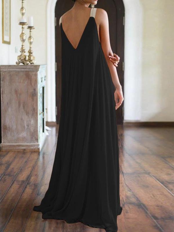 Loose V-Neck Sleeveless Bohemian Dress - Maxi Dresses - INS | Online Fashion Free Shipping Clothing, Dresses, Tops, Shoes - 20-30 - 29/06/2021 - Category_Maxi Dresses