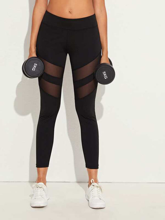 Mesh Insert Skinny Sports Leggings - INS | Online Fashion Free Shipping Clothing, Dresses, Tops, Shoes