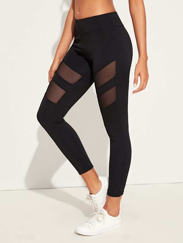 Mesh Insert Skinny Sports Leggings - INS | Online Fashion Free Shipping Clothing, Dresses, Tops, Shoes