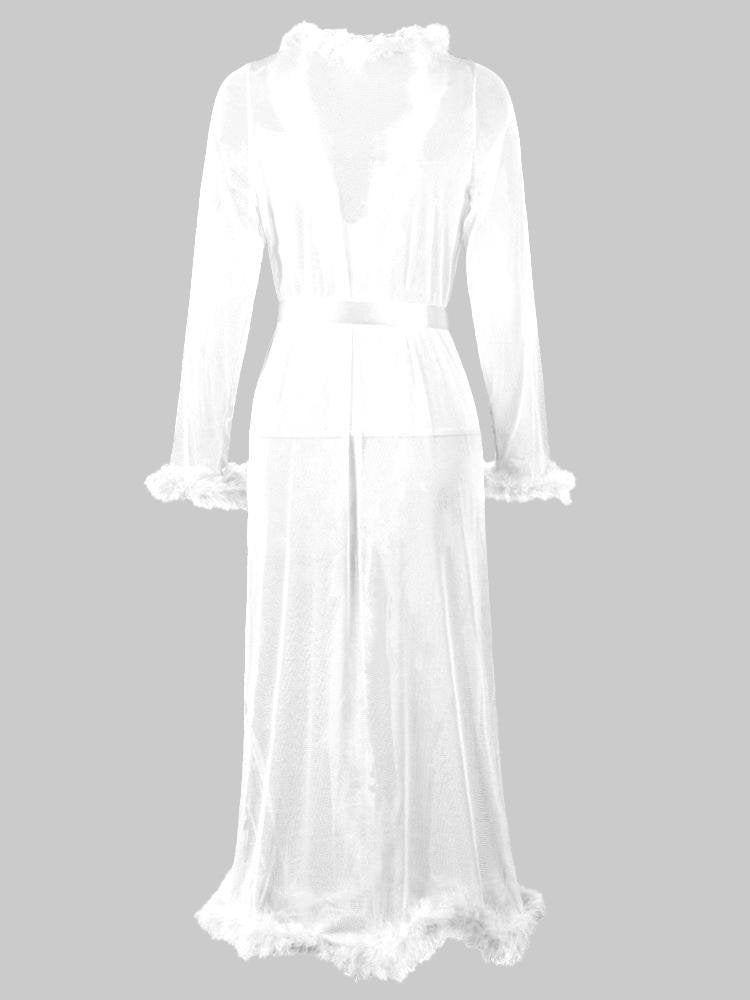 Mesh Plush Lingeries Long Dress - Lingeries - INS | Online Fashion Free Shipping Clothing, Dresses, Tops, Shoes - 07/06/2021 - Category_ Lingeries - Color_Pink