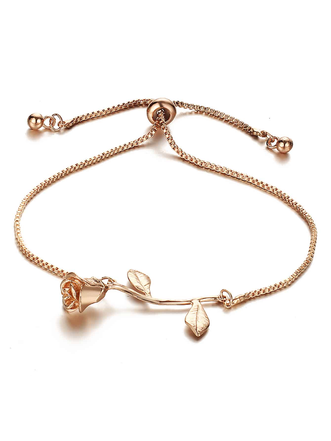 Metal Rose Detail Link Bracelet 1pc - INS | Online Fashion Free Shipping Clothing, Dresses, Tops, Shoes