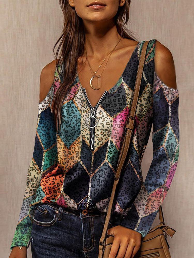 Off-shoulder Long-sleeved T-shirt - T-shirts - INS | Online Fashion Free Shipping Clothing, Dresses, Tops, Shoes - 07/06/2021 - Color_Black - LXQ