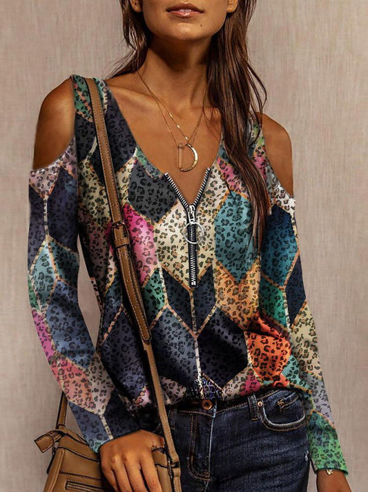 Off-shoulder Long-sleeved T-shirt - T-shirts - INS | Online Fashion Free Shipping Clothing, Dresses, Tops, Shoes - 07/06/2021 - Color_Black - LXQ