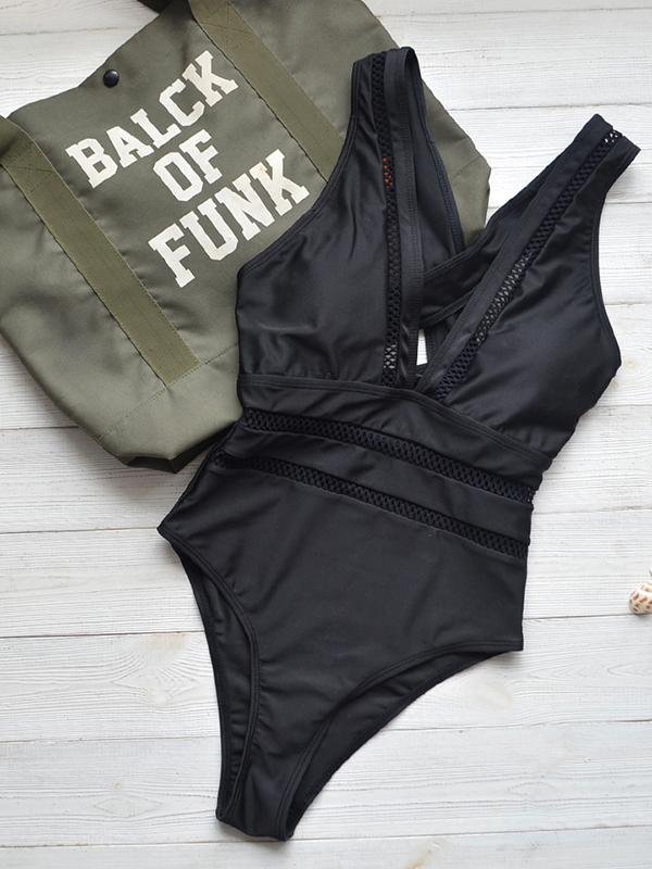 One-piece Swimsuit Mesh Hollow Swimsuit - Swimsuits - INS | Online Fashion Free Shipping Clothing, Dresses, Tops, Shoes - 06/04/2021 - Black - L