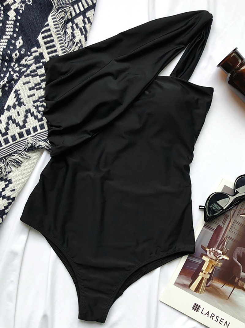 One-shoulder Beach One-piece Swimsuit - One-piece Swimsuits - INS | Online Fashion Free Shipping Clothing, Dresses, Tops, Shoes - 17/05/2021 - Color_Black - Color_Red