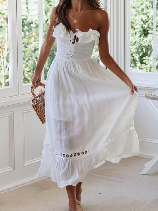 One-word Collar Solid Color Wrap Dress - Mini Dresses - INS | Online Fashion Free Shipping Clothing, Dresses, Tops, Shoes - 16/06/2021 - 30-40 - color-white