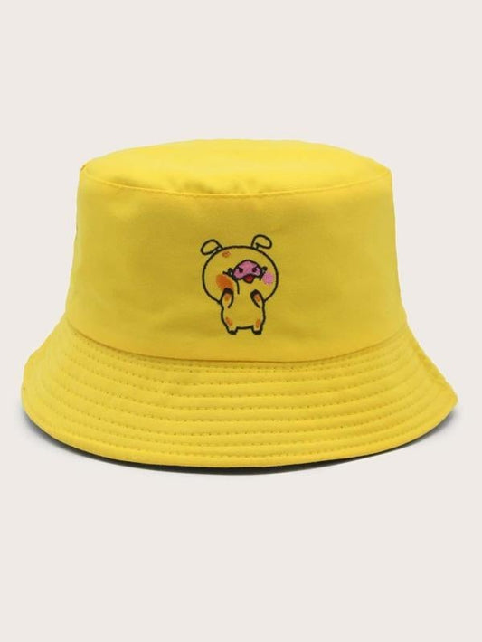 Pig Embroidery Bucket Hat - INS | Online Fashion Free Shipping Clothing, Dresses, Tops, Shoes