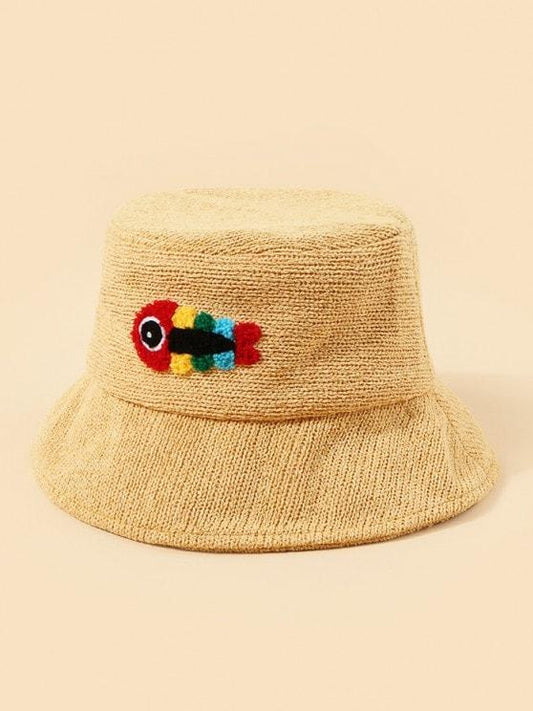 Plush Fish Graphic Knitted Bucket Hat - INS | Online Fashion Free Shipping Clothing, Dresses, Tops, Shoes