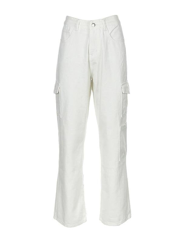 Pocket High Waist Loose Slim Denim Trousers Casual Pants - Pants - INS | Online Fashion Free Shipping Clothing, Dresses, Tops, Shoes - 10/05/2021 - Category_Pants - Color_Blue