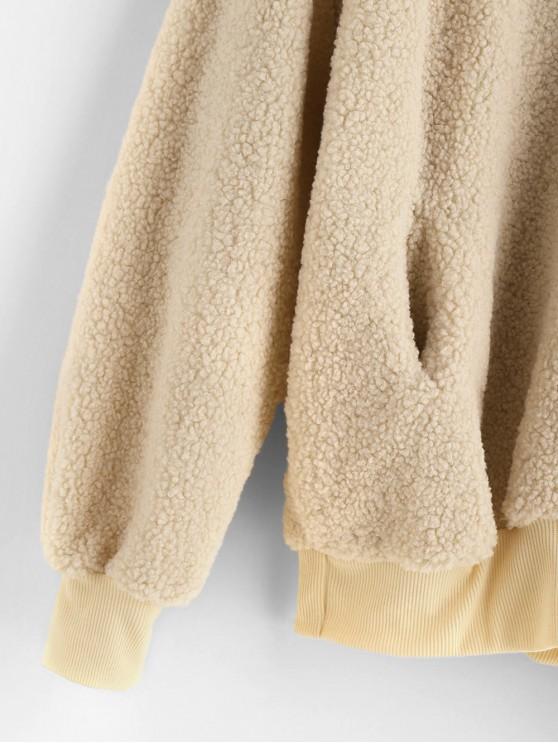 Pocket V Neck Drop Shoulder Fluffy Teddy Sweatshirt - INS | Online Fashion Free Shipping Clothing, Dresses, Tops, Shoes