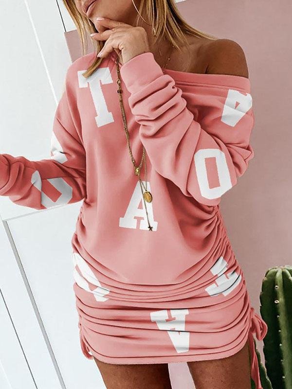 Print Irregular Long-sleeved Dress - Mini Dresses - INS | Online Fashion Free Shipping Clothing, Dresses, Tops, Shoes - 20-30 - 28/06/2021 - color-black