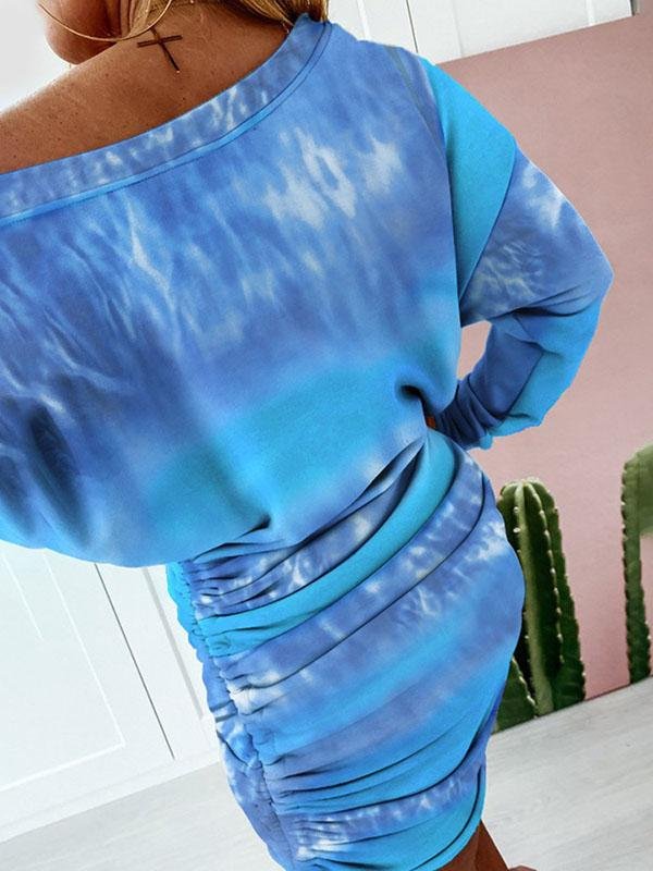 Print Irregular Long-sleeved Dress - Mini Dresses - INS | Online Fashion Free Shipping Clothing, Dresses, Tops, Shoes - 20-30 - 28/06/2021 - color-black