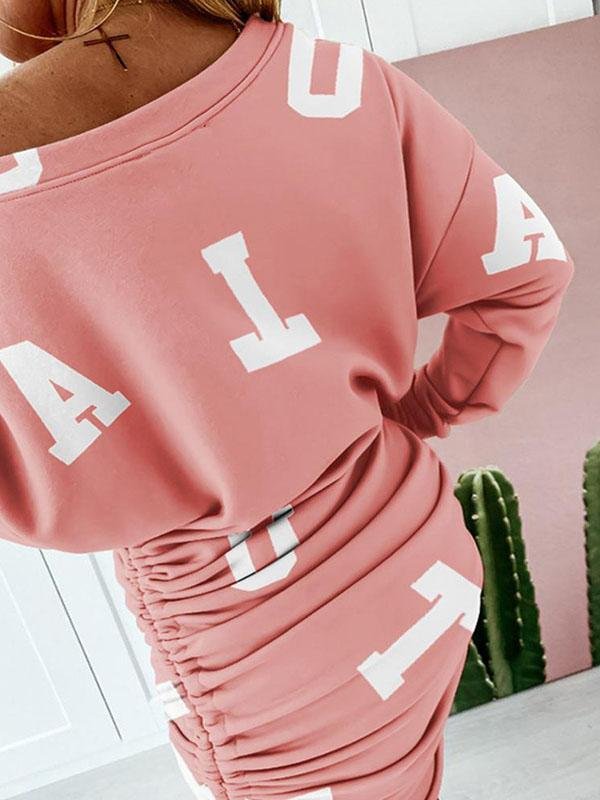 Print Irregular Long-sleeved Dress - Mini Dresses - INS | Online Fashion Free Shipping Clothing, Dresses, Tops, Shoes - 20-30 - 28/06/2021 - color-black