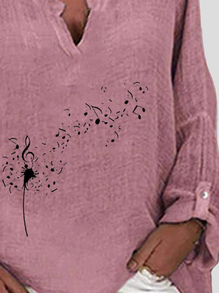 Print V-neck Print Long Sleeve Irregular Blouses - Blouses - INS | Online Fashion Free Shipping Clothing, Dresses, Tops, Shoes - 20-30 - 20/07/2021 - BLO2107201213