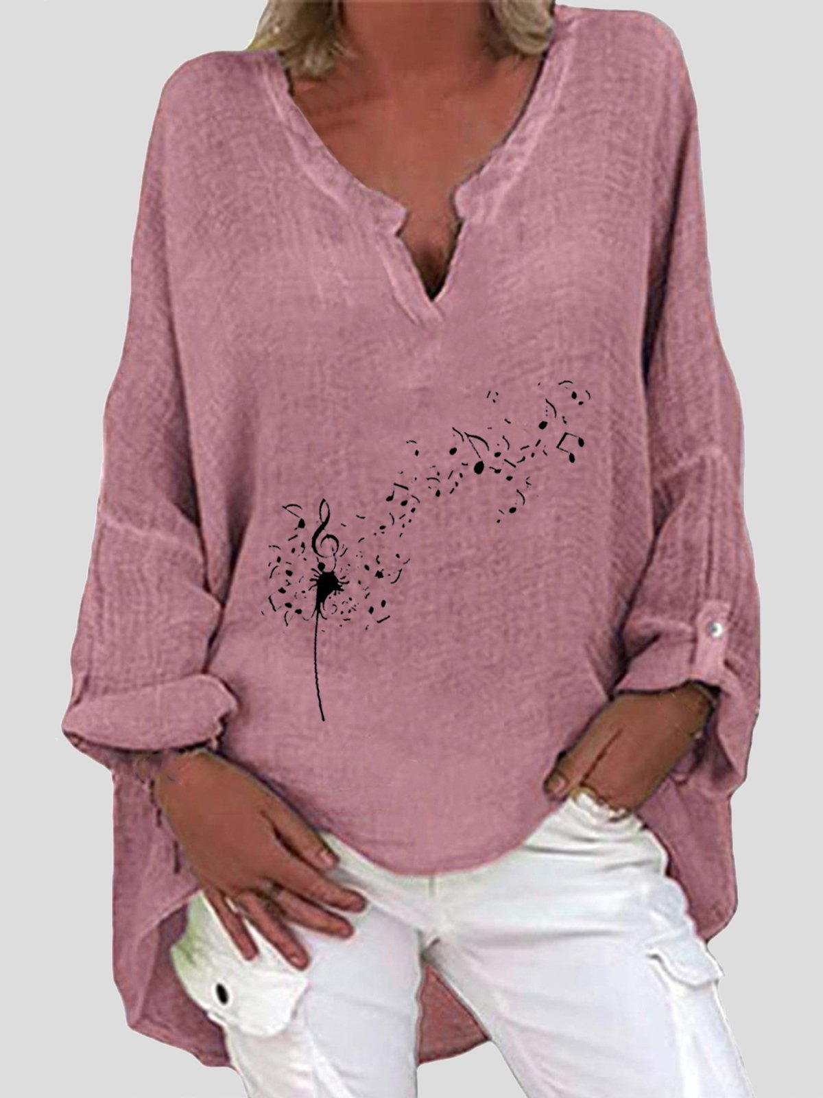 Print V-neck Print Long Sleeve Irregular Blouses - Blouses - INS | Online Fashion Free Shipping Clothing, Dresses, Tops, Shoes - 20-30 - 20/07/2021 - BLO2107201213