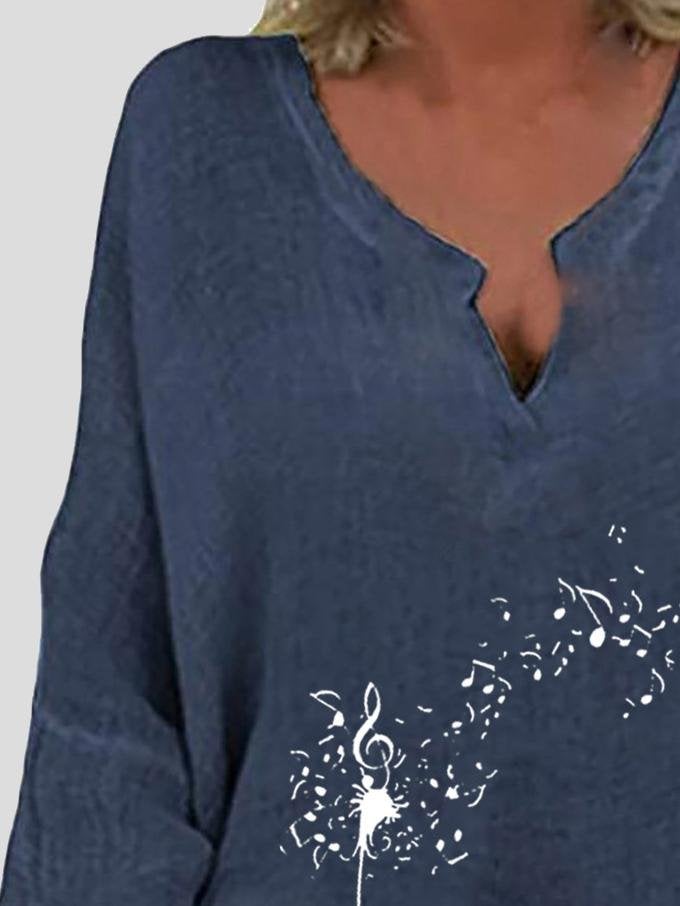 Print V-neck Print Long Sleeve Irregular Blouses - Blouses - INS | Online Fashion Free Shipping Clothing, Dresses, Tops, Shoes - 20-30 - 20/07/2021 - BLO2107201213