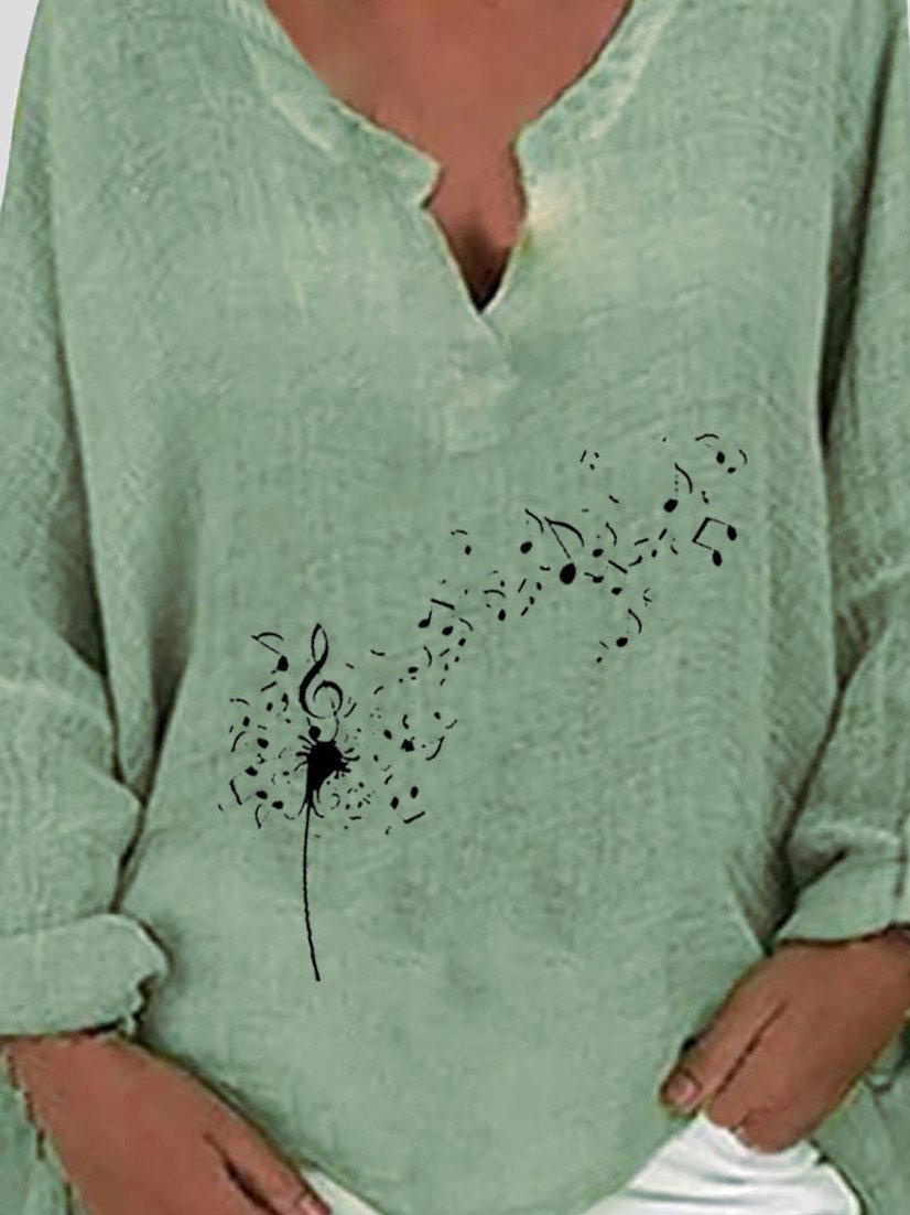 Print V-neck Print Long Sleeve Irregular Blouses - Blouses - INS | Online Fashion Free Shipping Clothing, Dresses, Tops, Shoes - 20-30 - 20/07/2021 - BLO2107201213