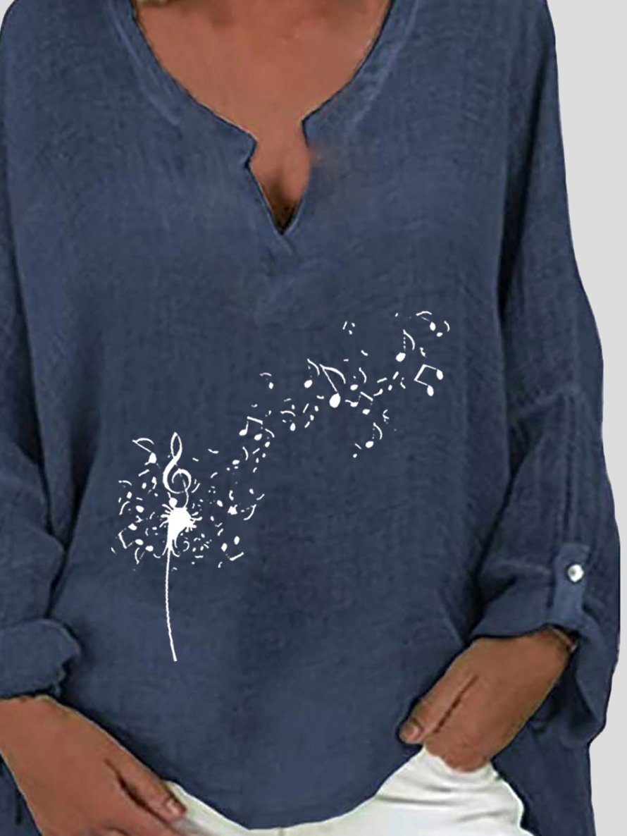 Print V-neck Print Long Sleeve Irregular Blouses - Blouses - INS | Online Fashion Free Shipping Clothing, Dresses, Tops, Shoes - 20-30 - 20/07/2021 - BLO2107201213