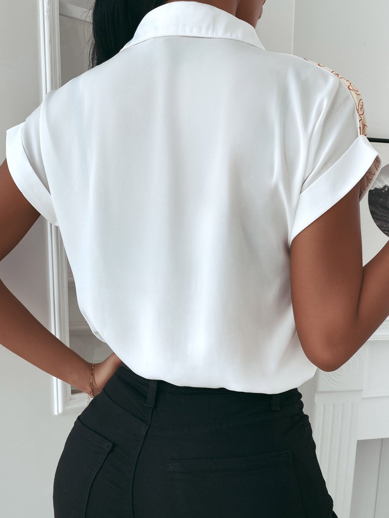 Printed Lapel Chiffon Loose Short Sleeve Blouses - Blouses - INS | Online Fashion Free Shipping Clothing, Dresses, Tops, Shoes - 02/06/2021 - BLO210602306 - Category_Blouses