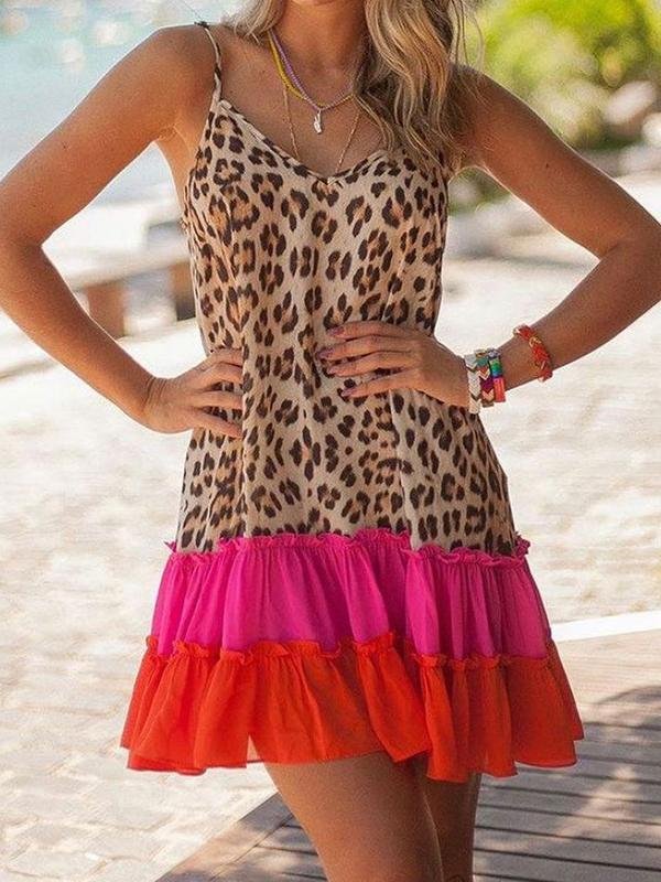 Printed Leopard Strap Dress - Mini Dresses - INS | Online Fashion Free Shipping Clothing, Dresses, Tops, Shoes - 18/06/2021 - 20-30 - color-brown