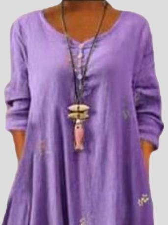 Printed Long-sleeved Irregular Hem Dress - Maxi Dresses - INS | Online Fashion Free Shipping Clothing, Dresses, Tops, Shoes - 16/06/2021 - 30-40 - color-gray