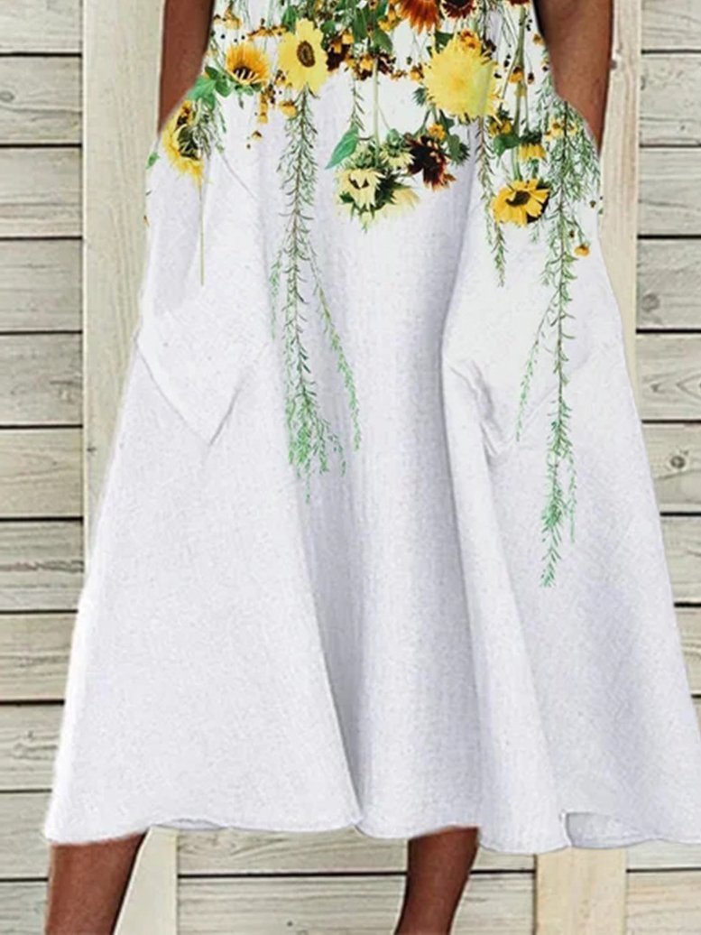 Printed Sleeveless Casual Midi Dress - Midi Dresses - INS | Online Fashion Free Shipping Clothing, Dresses, Tops, Shoes - 09/06/2021 - Category_Midi Dresses - Color_White