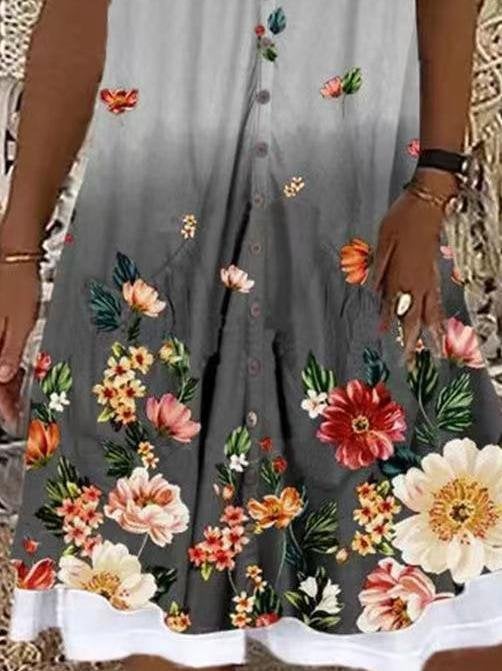 Printed Sleeveless Round Neck Casual Dress - Mini Dresses - INS | Online Fashion Free Shipping Clothing, Dresses, Tops, Shoes - 17/06/2021 - 20-30 - color-gray