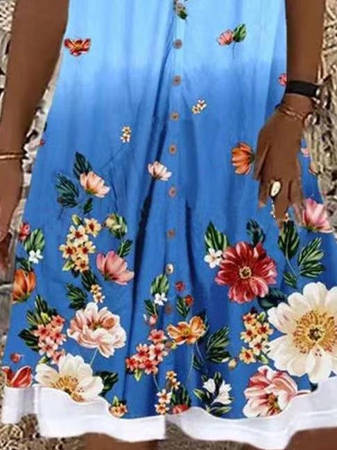 Printed Sleeveless Round Neck Casual Dress - Mini Dresses - INS | Online Fashion Free Shipping Clothing, Dresses, Tops, Shoes - 17/06/2021 - 20-30 - color-gray
