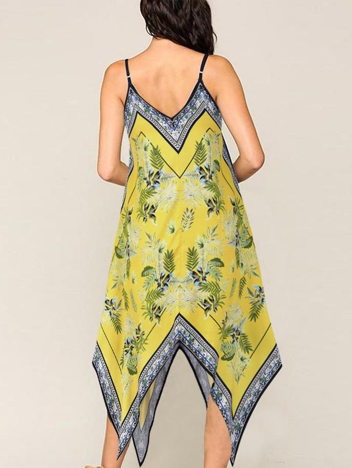 Retro Floral Print Suspender Loose Dress - Midi Dresses - INS | Online Fashion Free Shipping Clothing, Dresses, Tops, Shoes - 20-30 - 23/06/2021 - color-blue