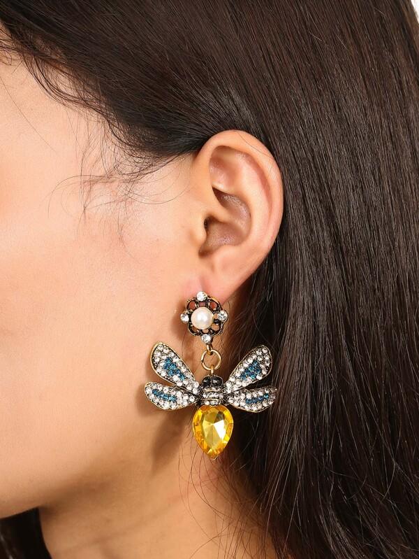 Rhinestone Butterfly Drop Earrings - INS | Online Fashion Free Shipping Clothing, Dresses, Tops, Shoes