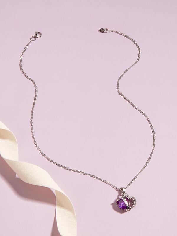 Rhinestone Heart Charm Necklace - INS | Online Fashion Free Shipping Clothing, Dresses, Tops, Shoes