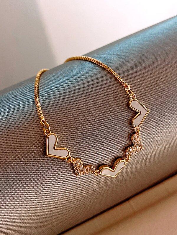 Rhinestone Heart Decor Bracelet - INS | Online Fashion Free Shipping Clothing, Dresses, Tops, Shoes