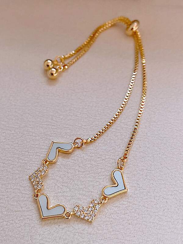 Rhinestone Heart Decor Bracelet - INS | Online Fashion Free Shipping Clothing, Dresses, Tops, Shoes