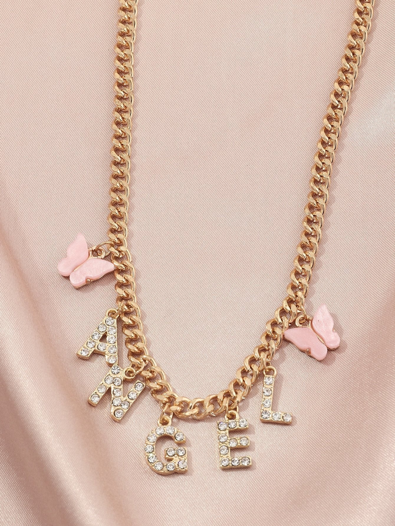 Rhinestone Letter Charm Necklace - INS | Online Fashion Free Shipping Clothing, Dresses, Tops, Shoes