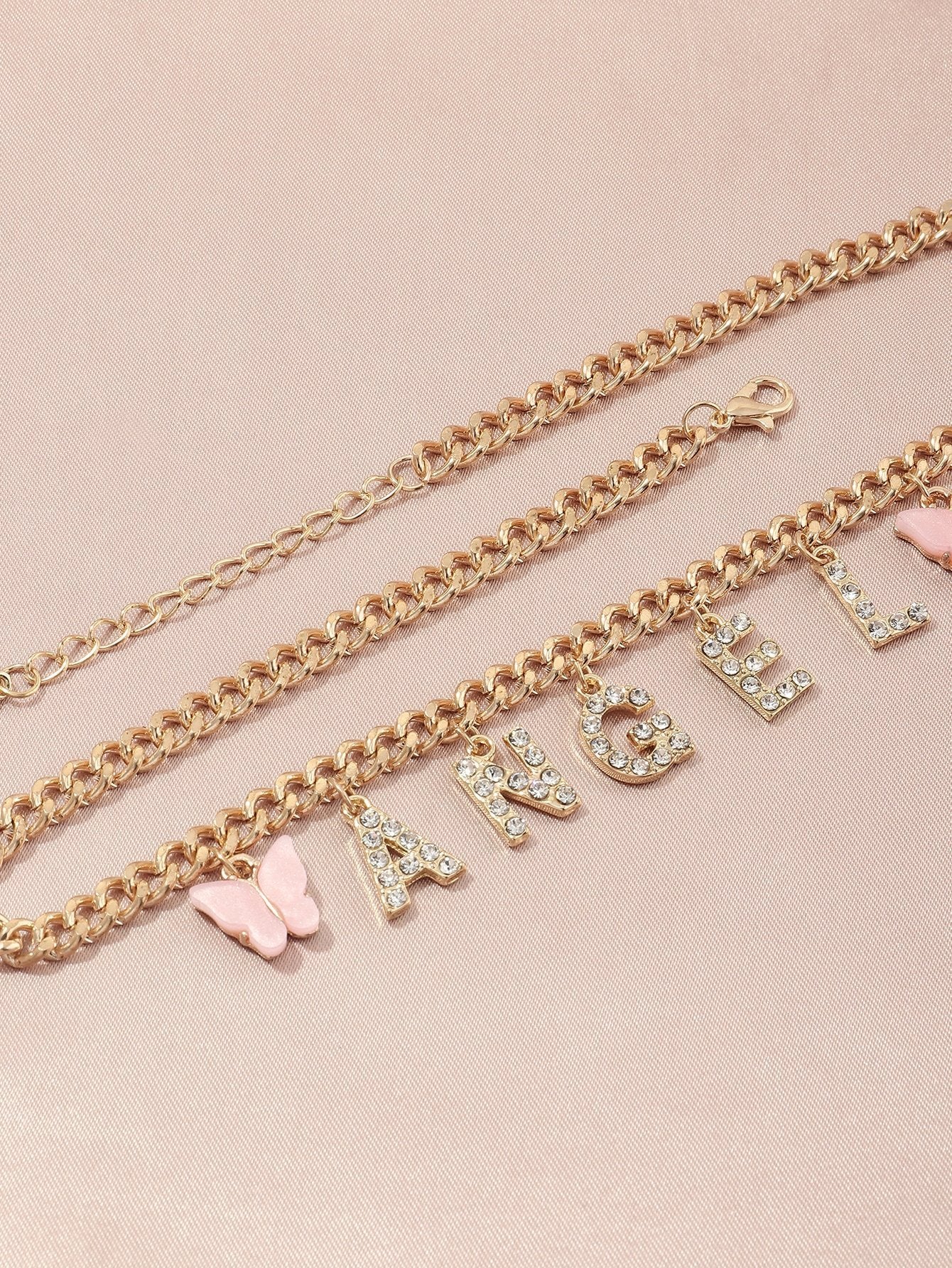 Rhinestone Letter Charm Necklace - INS | Online Fashion Free Shipping Clothing, Dresses, Tops, Shoes